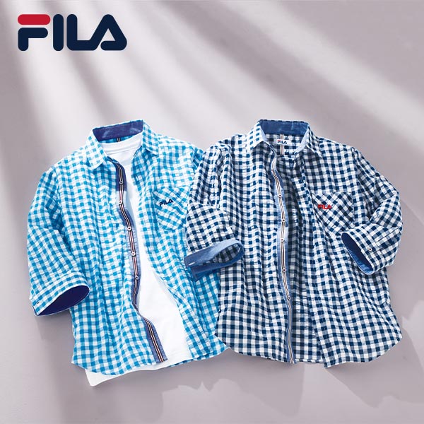 FILA(フィラ) 7分袖ギンガムチェックシャツ