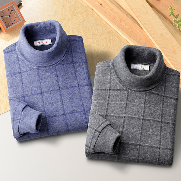 日本製 暖かタートルネックシャツ 2色組