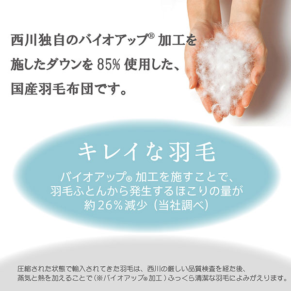 日本製 羽毛布団 【ダブル】イングランド産ホワイトダウン93％ 1.8kg P